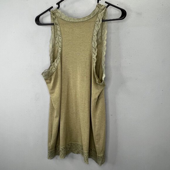 Mossimo Lace Trim Tank Top Stretchy XL Olive Green V Neck Longer Y2K - Picture 4 of 7